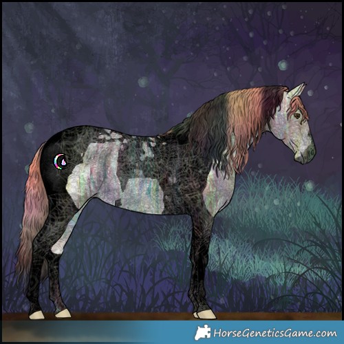 Horse Color:Void Nacre Watercolor Chestnut Ice Tobiano
