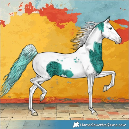 Horse Color:Watercolor Black Ice Splash Tobiano 