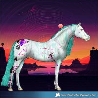Horse Color:Watercolor Black Ice Tobiano Rabicano 
