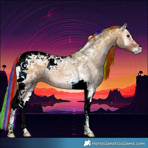 Horse Color:Painted Bay Ice Onyx Tobiano 