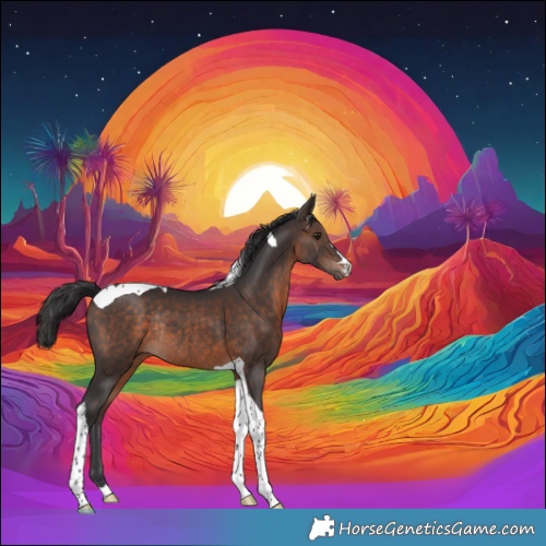 Horse Color:Bay Tobiano Rabicano 