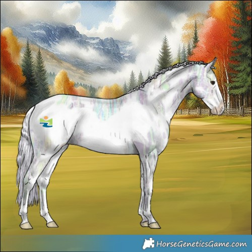 Horse Color:Watercolor White Spotted Silver Bay Ice Dun Frame 