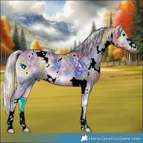 Horse Color:Nacre White Spotted Silver Buckskin Ice Onyx 