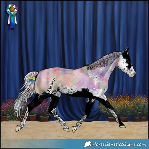 Horse Color:Nacre Silver Bay Dun Sabino Splash 