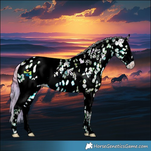 Horse Color:Nacre Watercolor Red Roan Splash Tobiano Leopard 
