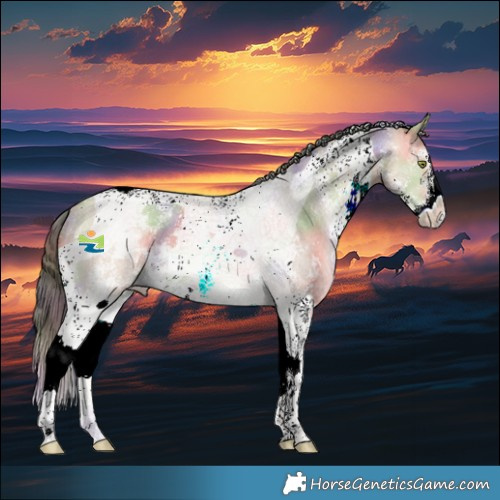 Horse Color:Nacre Amber Champagne Dun Sabino Tobiano 