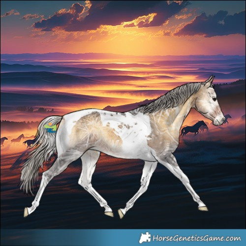 Horse Color:Silver Buckskin Ice Onyx Tobiano 