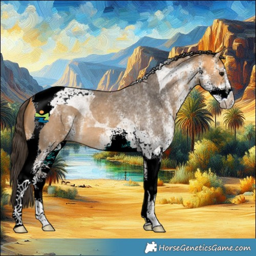Horse Color:White Spotted Buckskin Tobiano 