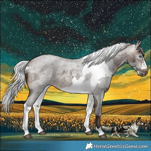 Horse Color:Gray Silver Buckskin Roan Merle Frame Rabicano 