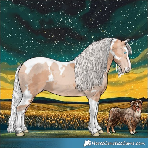 Horse Color:Silver Amber Champagne Merle Splash Tobiano