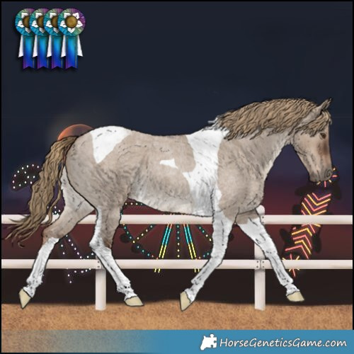 Horse Color:Liver Red Dun Roan Tobiano 