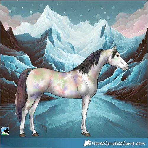 Horse Color:Nacre Bay Ice Onyx Sabino Rabicano 