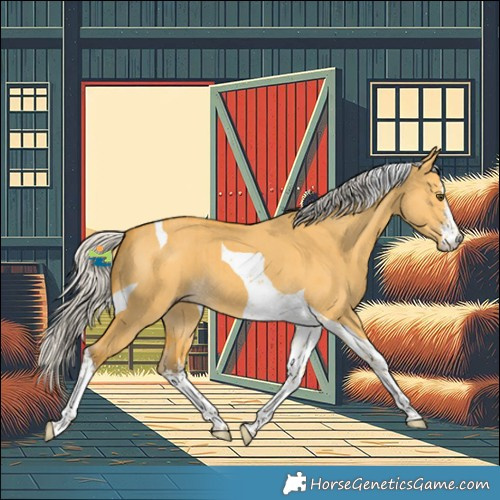 Horse Color:White Spotted Silver Buckskin Dun Tobiano Brindle 