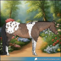Horse Color:Brown Dun Tobiano Varnish Rabicano