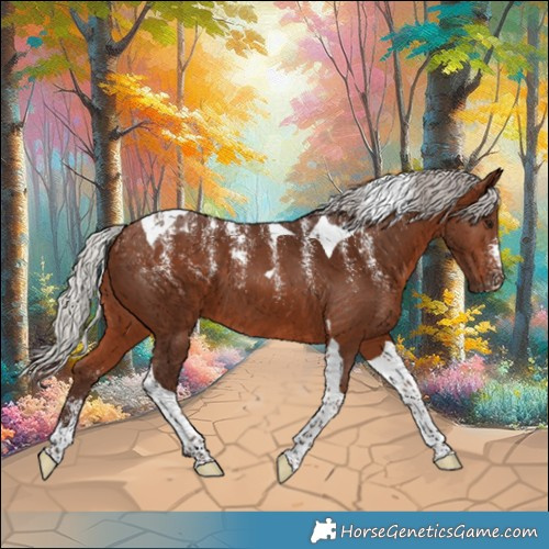 Horse Color:Powder White Silver Brown Tobiano