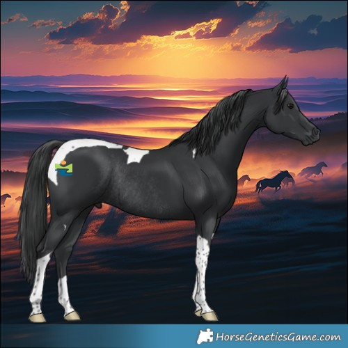 Horse Color:Black Tobiano Rabicano