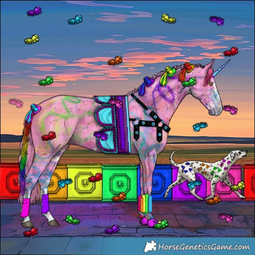 Horse Color:Watercolor Plaid  White Spotted Liver Red Dun Brindle 