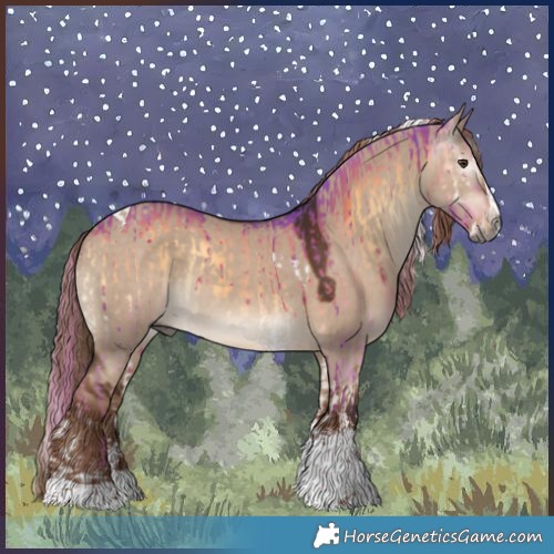 Horse Color:Gray Watercolor Liver Red Dun Onyx Splash Tobiano Rabicano Brindle and Liver Red Dun Sabino Splash Tobiano Appaloosa Rabicano