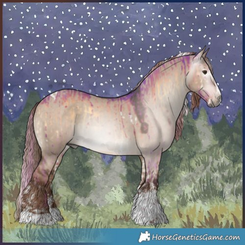 Horse Color:Gray Watercolor Liver Red Dun Onyx Splash Tobiano Rabicano Brindle  and Liver Red Dun Sabino Splash Tobiano Appaloosa Rabicano 