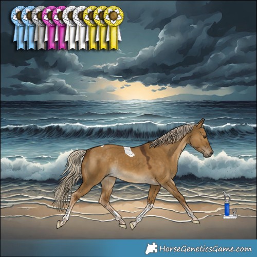 Horse Color:Chocolate Palomino Dun Tobiano Rabicano