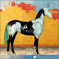 Horse Color:Watercolor Black Ice Tobiano 