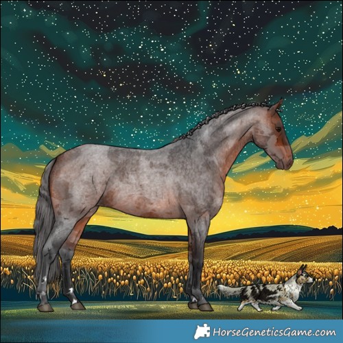 Horse Color:Bay Roan Merle 