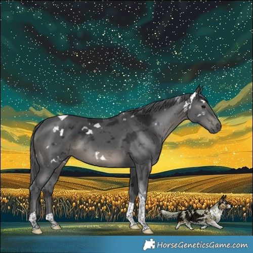 Horse Color:White Spotted Black Merle Tobiano 