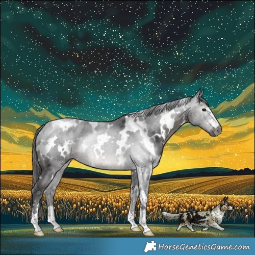 Horse Color:Gray White Spotted Black Merle 