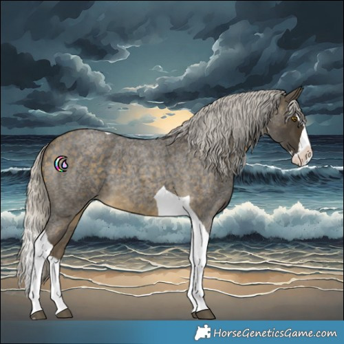 Horse Color:Silver Buckskin Roan Splash Tobiano 
