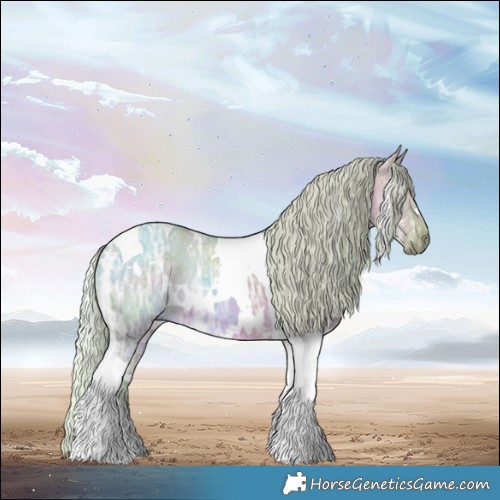 Horse Color:Watercolor White Spotted Silver Grullo Ice Tobiano 