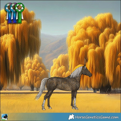 Horse Color:Silver Buckskin Tobiano 