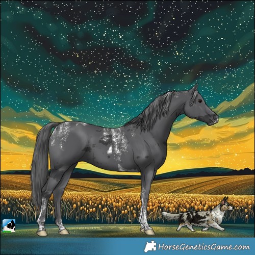 Horse Color:Powder White Black Merle Tobiano 