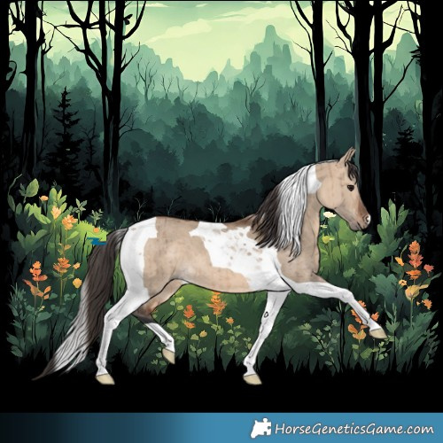 Horse Color:Bay Dun Tobiano Brindle 