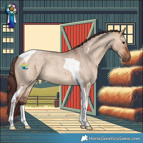 Horse Color:Chocolate Bay Roan Dun Tobiano 
