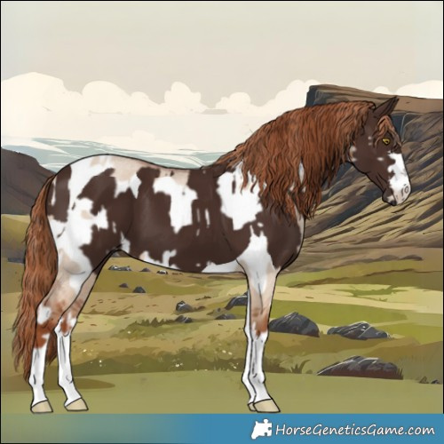 Horse Color:Red Dun Roan Frame  and Liver Chestnut Tobiano 