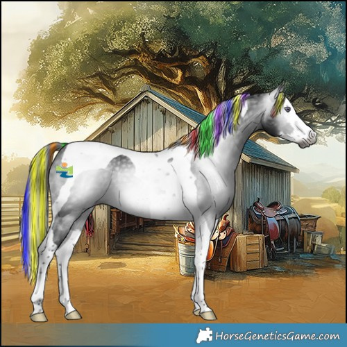 Horse Color:Gray Painted Brown Chinchilla Splash Tobiano Rabicano 