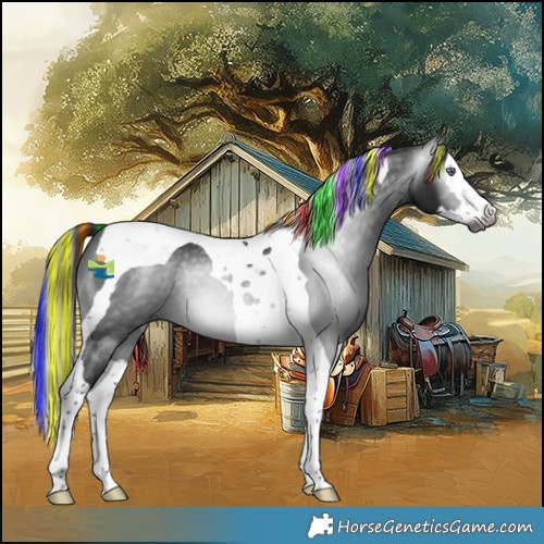 Horse Color:Gray Painted Brown Chinchilla Splash Tobiano Rabicano 