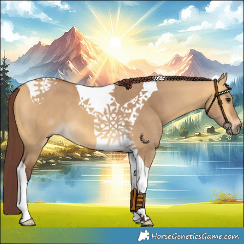 Horse Color:Chocolate Buckskin Dun Tobiano 