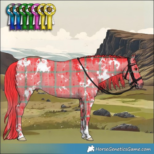 Horse Color:Watercolor Plaid  White Spotted Liver Red Dun Brindle 