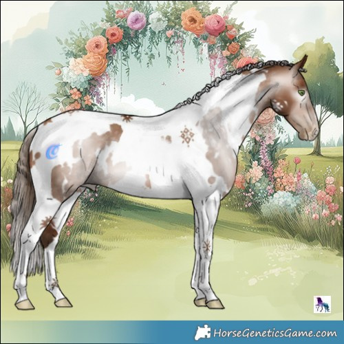 Horse Color:Gray White Spotted Bay Pearl Tobiano