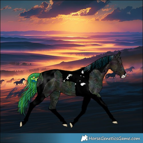 Horse Color:Painted Midnight Liver Chestnut Ice Tobiano 