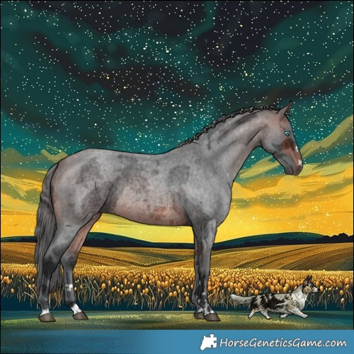 Horse Color:Brown Roan Merle Rabicano