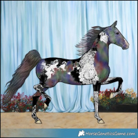 Horse Color:Nacre Black Tobiano Varnish 