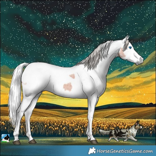 Horse Color:Silver Black Harlequin Merle Tobiano 