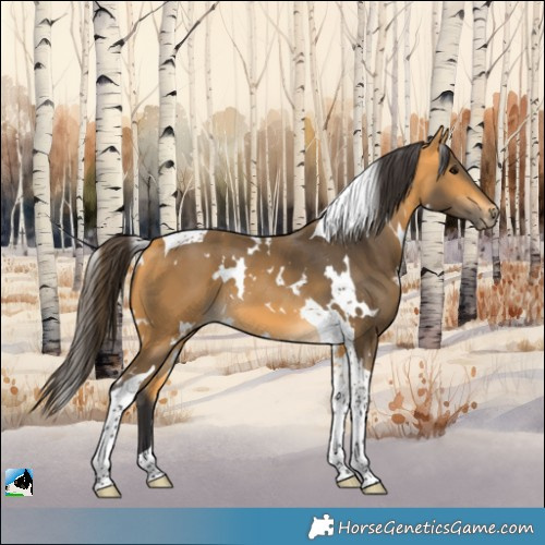 Horse Color:White Spotted Buckskin Tobiano 