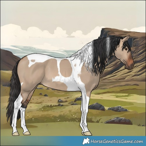 Horse Color:Brown Dun Tobiano 