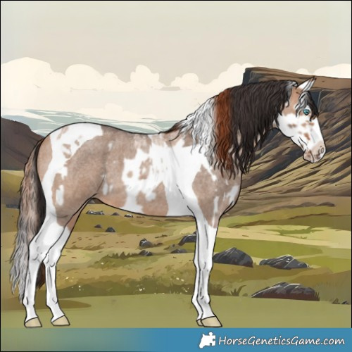 Horse Color:Red Dun Roan Splash Frame  and Bay Roan Dun Splash Tobiano 