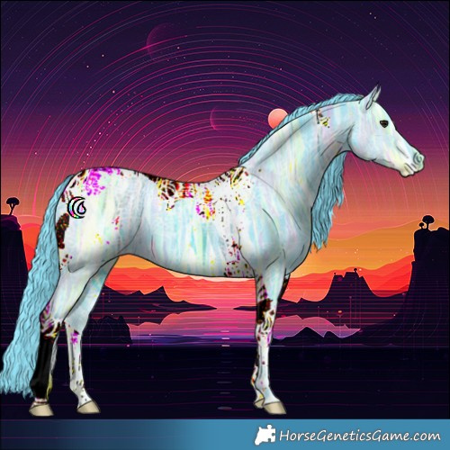 Horse Color:Watercolor Black Ice Tobiano Rabicano