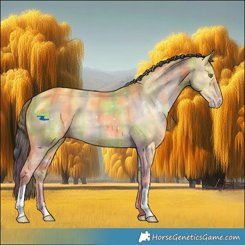 Horse Color:Nacre Plaid  Amber Champagne Dun 