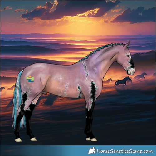 Horse Color:Painted Watercolor Silver Black Sabino 